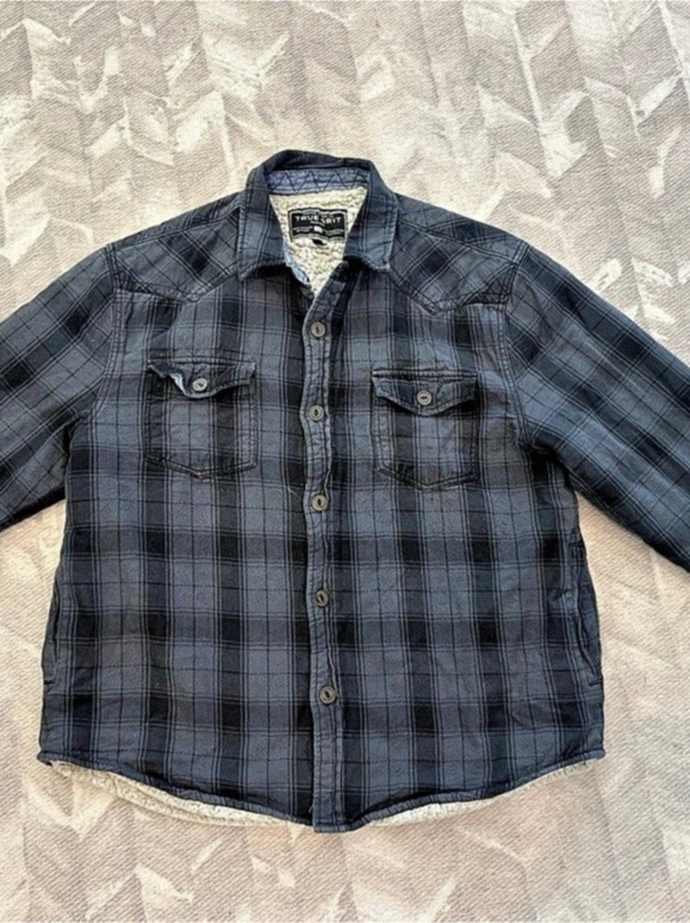 True Grit Big Sky Plaid Shirt Jacket with Sherpa Lining Sherpa-Lined Shirt